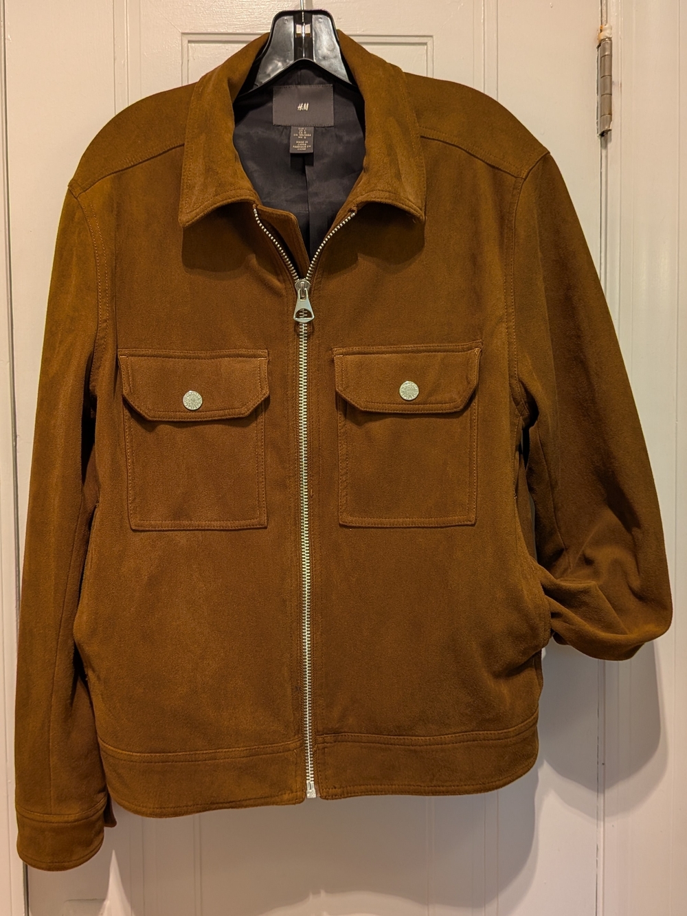 Handsome! H&M Men's Tobacco Faux Suede Zip-Front "Jamie" Jacket
